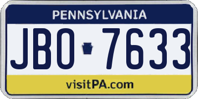 PA license plate JBO7633
