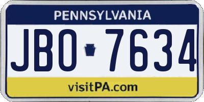PA license plate JBO7634