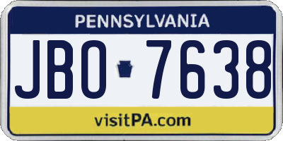 PA license plate JBO7638