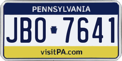 PA license plate JBO7641