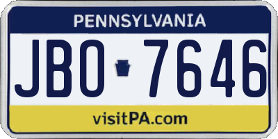 PA license plate JBO7646