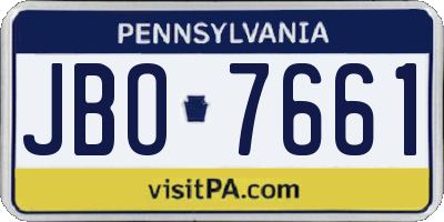 PA license plate JBO7661