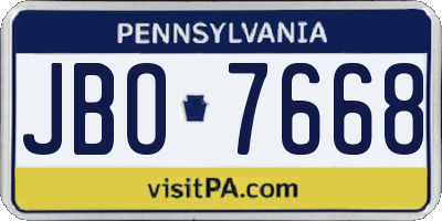 PA license plate JBO7668