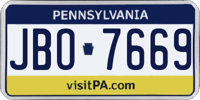 PA license plate JBO7669