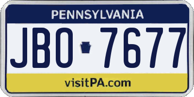 PA license plate JBO7677