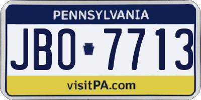 PA license plate JBO7713