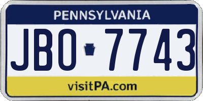 PA license plate JBO7743
