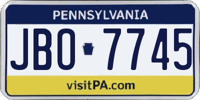 PA license plate JBO7745