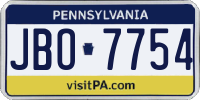 PA license plate JBO7754