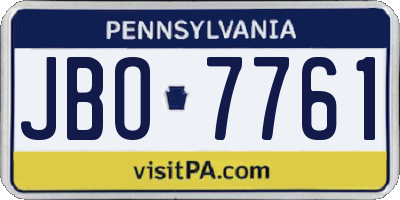 PA license plate JBO7761