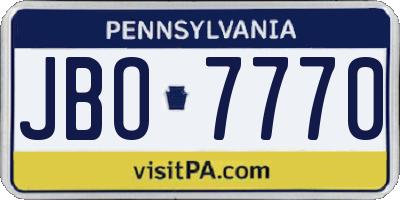 PA license plate JBO7770