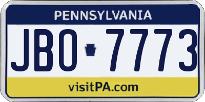 PA license plate JBO7773