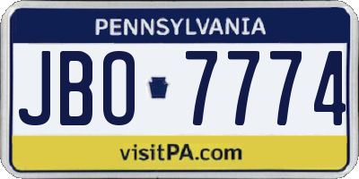 PA license plate JBO7774