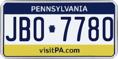 PA license plate JBO7780