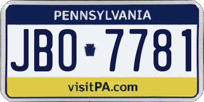 PA license plate JBO7781