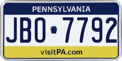 PA license plate JBO7792