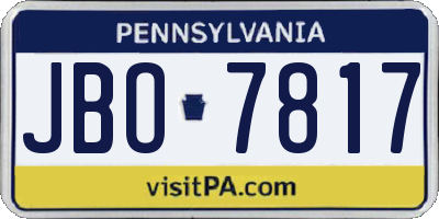 PA license plate JBO7817
