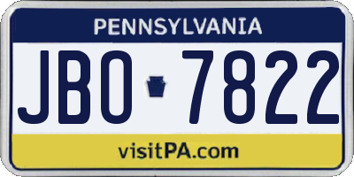 PA license plate JBO7822