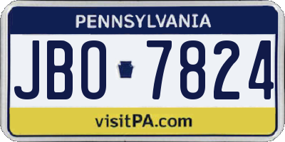 PA license plate JBO7824