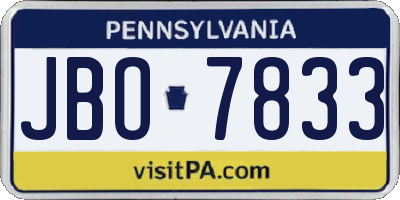 PA license plate JBO7833