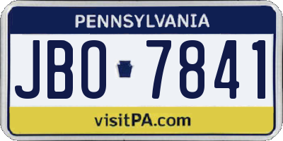 PA license plate JBO7841