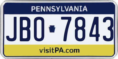 PA license plate JBO7843