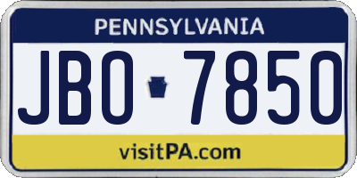 PA license plate JBO7850