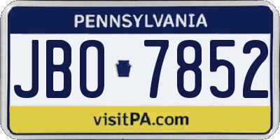 PA license plate JBO7852