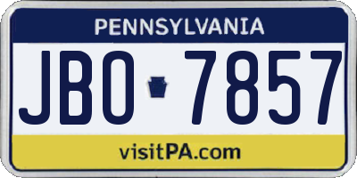 PA license plate JBO7857