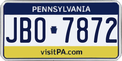 PA license plate JBO7872
