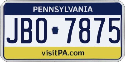 PA license plate JBO7875