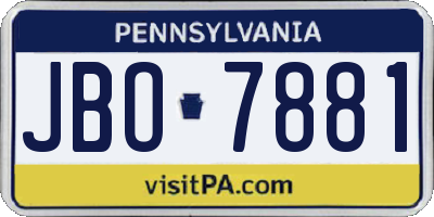 PA license plate JBO7881