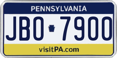 PA license plate JBO7900