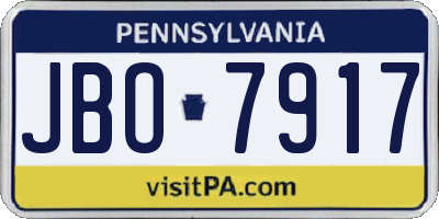 PA license plate JBO7917
