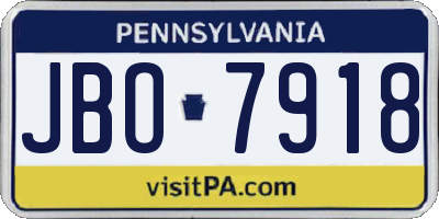 PA license plate JBO7918