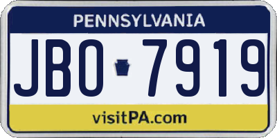 PA license plate JBO7919