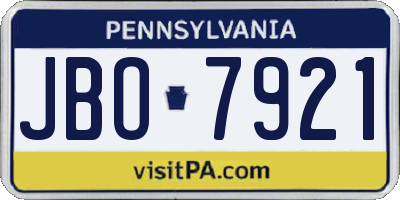 PA license plate JBO7921