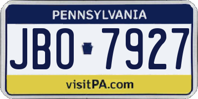 PA license plate JBO7927