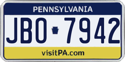 PA license plate JBO7942
