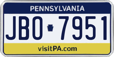 PA license plate JBO7951