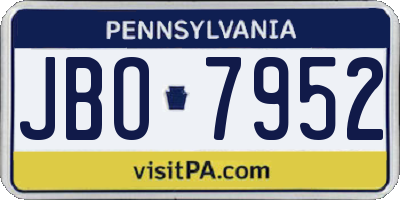 PA license plate JBO7952