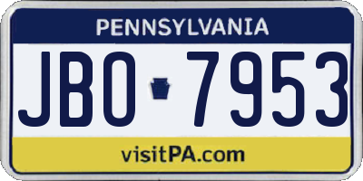 PA license plate JBO7953