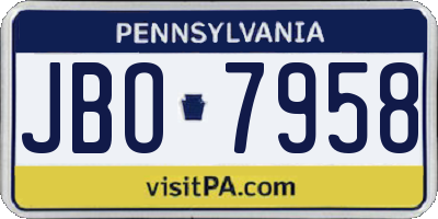 PA license plate JBO7958