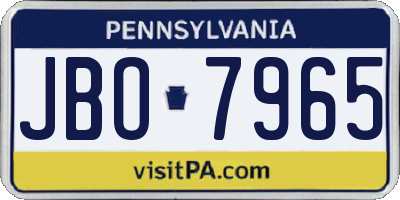 PA license plate JBO7965