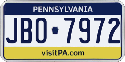 PA license plate JBO7972