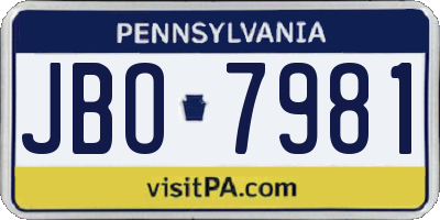 PA license plate JBO7981