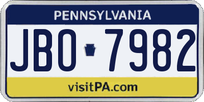 PA license plate JBO7982