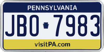 PA license plate JBO7983