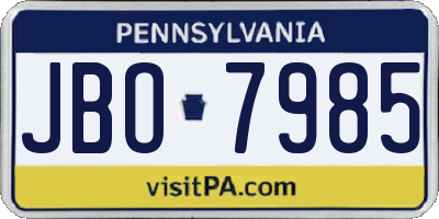 PA license plate JBO7985