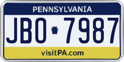PA license plate JBO7987